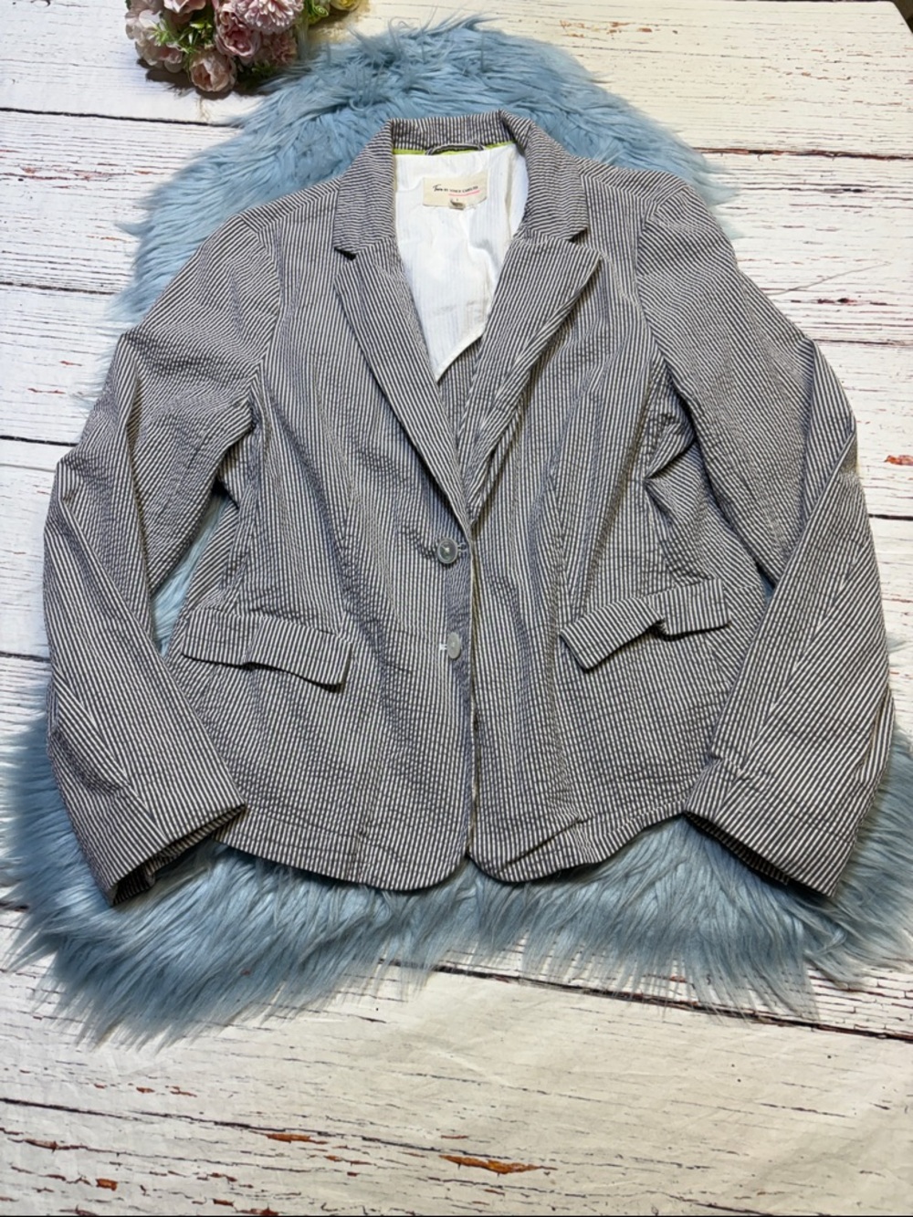 Vince Camuto Seersucker Striped Blazer Jacket sz L